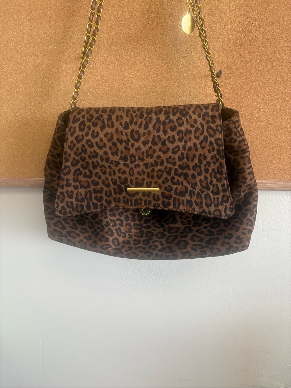 SHEIN Brown Leopard Print Chain Shoulder Bag